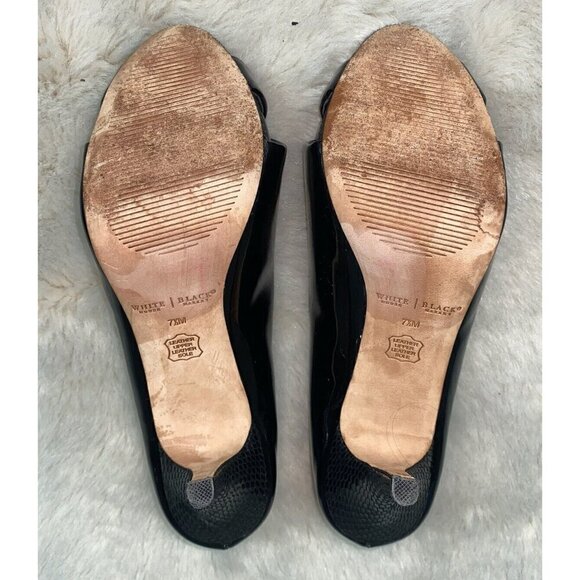 WHITE HOUSE BLACK MARKET Womens' Black Nice Patent Leather Pump Heels Size 7.5 - Picture 5 of 7